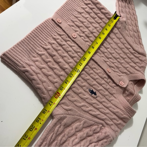 Polo by Ralph Lauren preppy Pink Cable Knit cropped sweater Cardigan - Picture 3 of 4